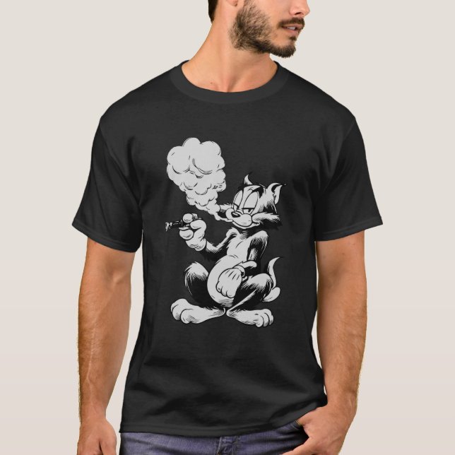 Funny Vaping Cat, Vape Kitty Meme, Feline Vaper, C T Shirt (Framsida)