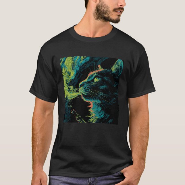 Funny Vaping Cat, Vape Kitty Meme, Feline Vaper, C T Shirt (Framsida)