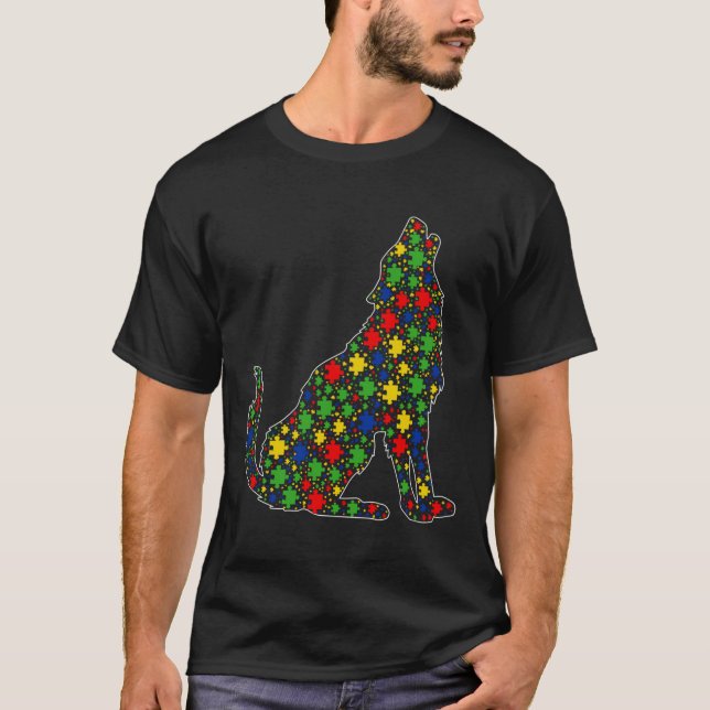 Funny Varg Animals Puzzle Delar Autism Awareness T Shirt (Framsida)