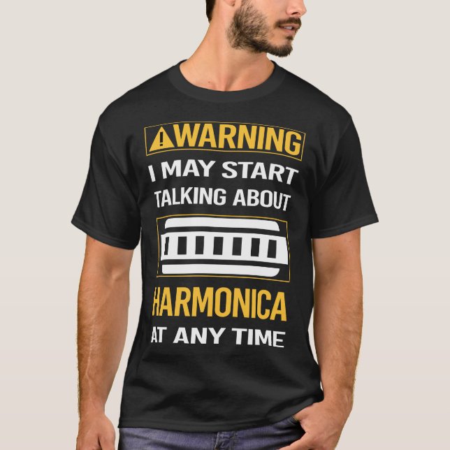 Funny Varning Harmonica Munstycket T Shirt (Framsida)