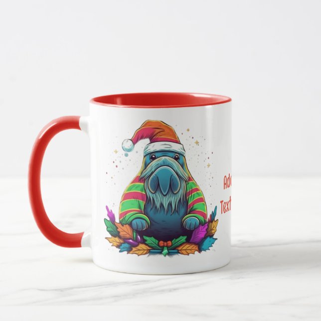 Funny Vatten Färg Walrus Santa Party Mugg (Vänster)