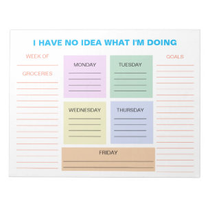 Funny veckofärgad organisationsplanerare anteckningsblock