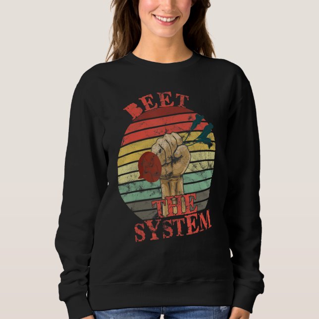 Funny Vegan Beet the System Anarchy Retro Veganism T Shirt (Framsida)