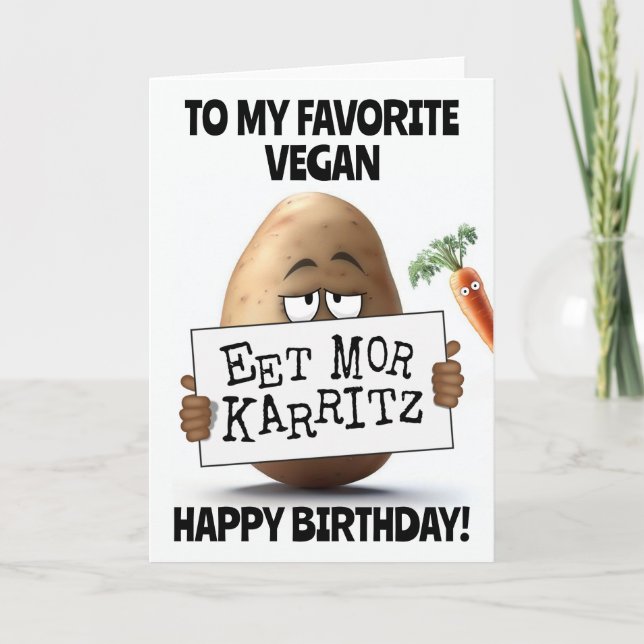 Funny Vegan Birthday Card Kort (Framsida)