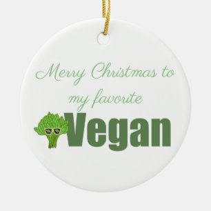 Funny Vegan Broccoli Cute Illustration jul Julgransprydnad Keramik