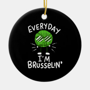 Funny Vegan Brussels Sprouts Julgransprydnad Keramik