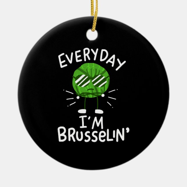 Funny Vegan Brussels Sprouts Julgransprydnad Keramik (Framsidan)