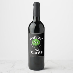 Funny Vegan Brussels Sprouts Vinflaska Etikett