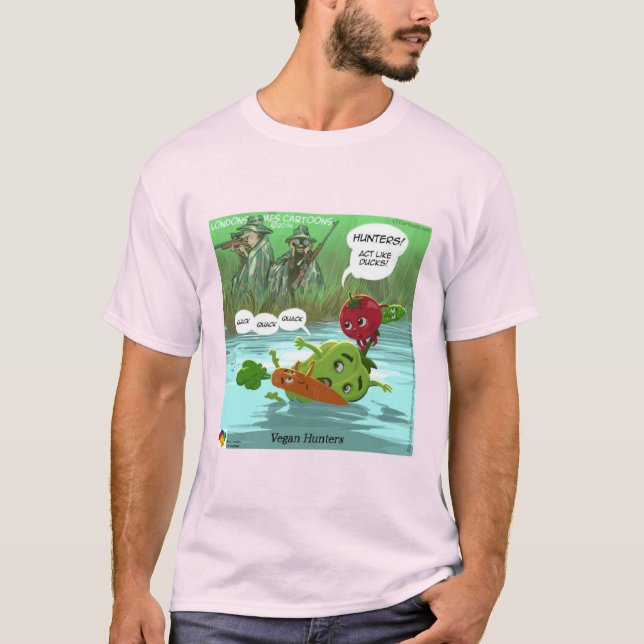 Funny Vegan Hunters by LTCartoons T Shirt (Framsida)