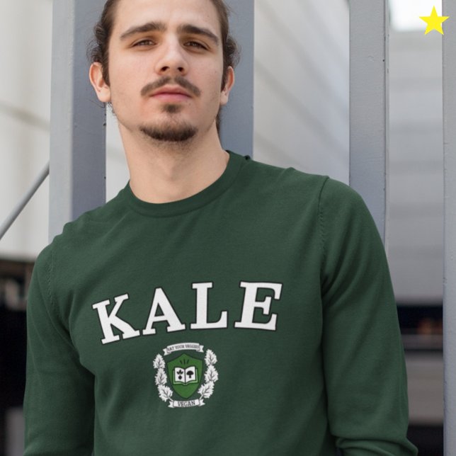Funny Vegan Kale University Logo Lång Ärmad Tröja (Skapare uppladdad)