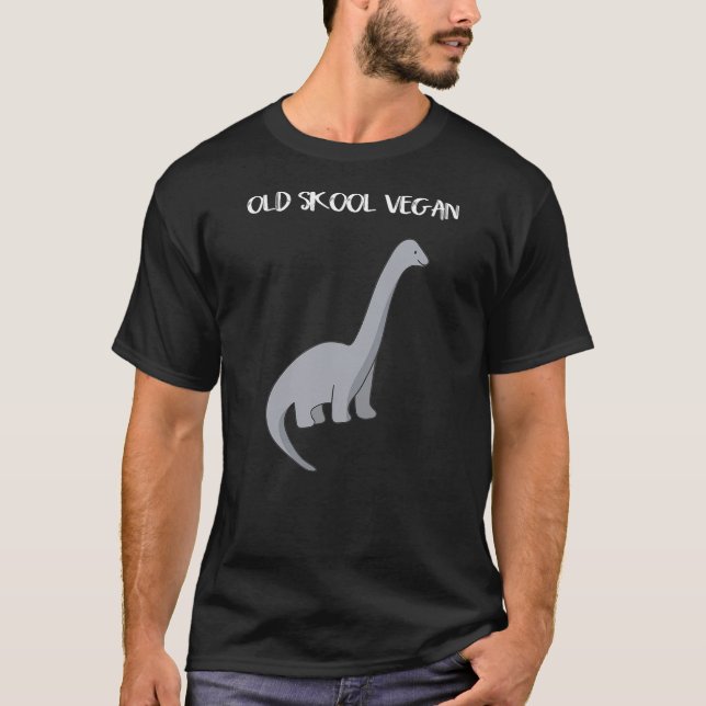 Funny Vegan T Shirt with Dinosaur image (Framsida)