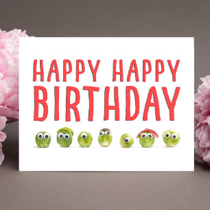 Funny Veggie Birthday Card - Cute Sprout Design Kort