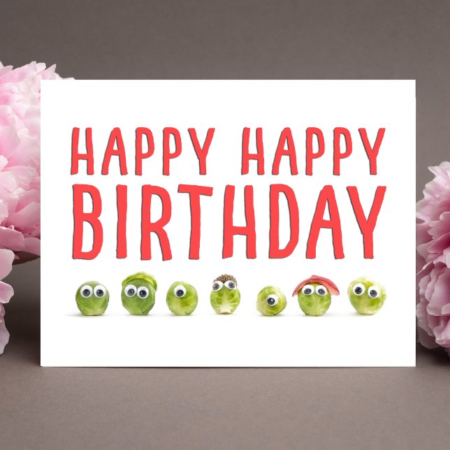 Funny Veggie Birthday Card - Cute Sprout Design Kort (Skapare uppladdad)