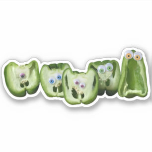 Funny Veggies Googly Öga peppers Food Humor Klistermärken