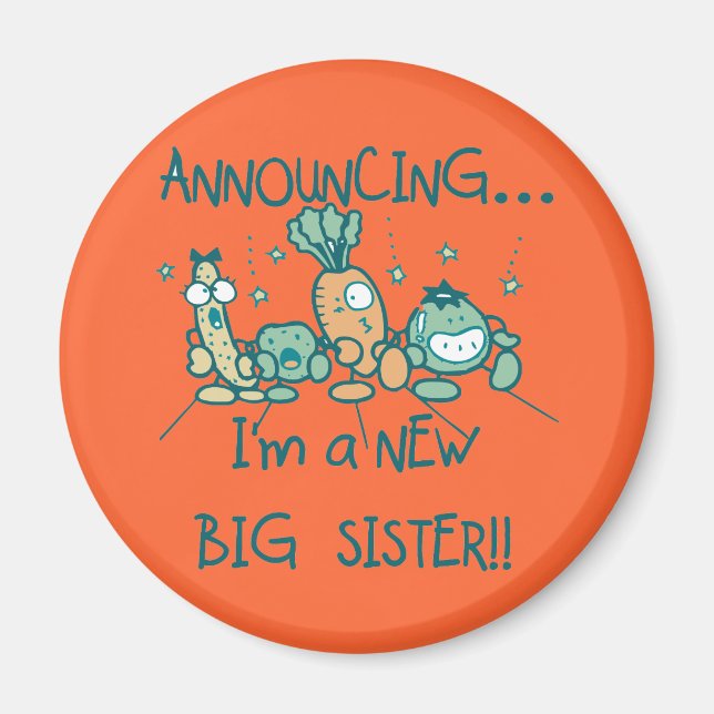 Funny Veggies New Big Sister Magnet (Framsidan)