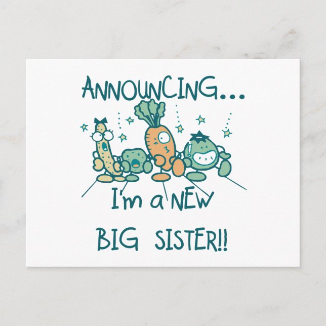Funny Veggies New Big Sister Vykort (Framsida)