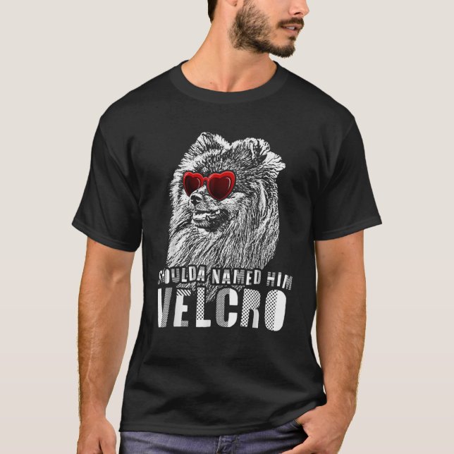 Funny Velcro German Spitz Hund Gift T Shirt (Framsida)