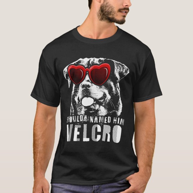 Funny Velcro Rottweiler Hund Gift T Shirt (Framsida)