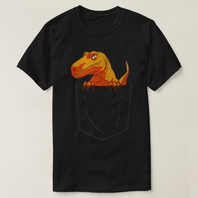 Funny Velociraptor Raptor in  Pocket Dinosaur Long T Shirt (Design framsida)