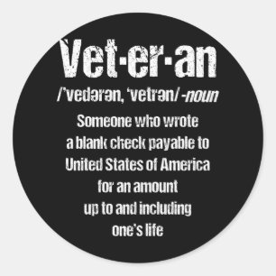 FUNNY VETERAN American Veteran Gift Veterans Day Runt Klistermärke