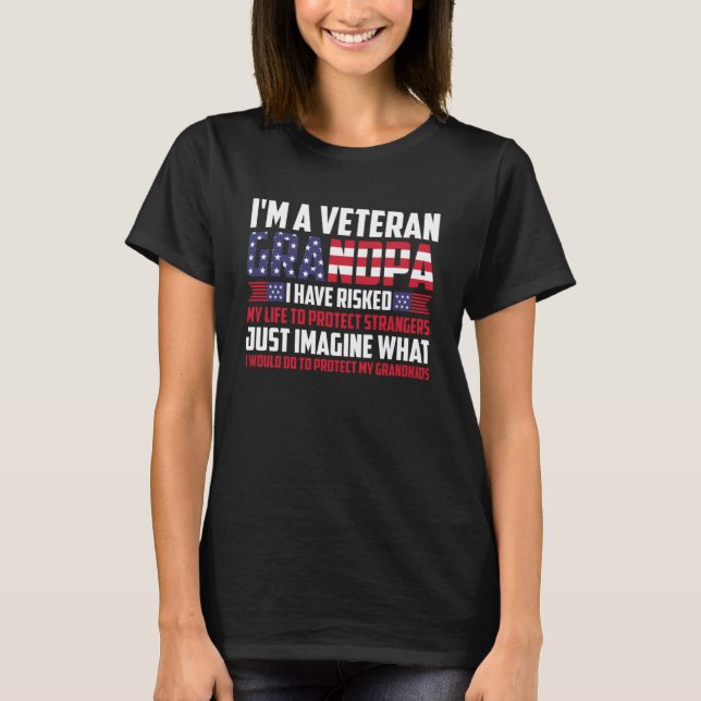 Funny Veteran Grandpa Proud Vet Grandfather Far T Shirt (Framsida)