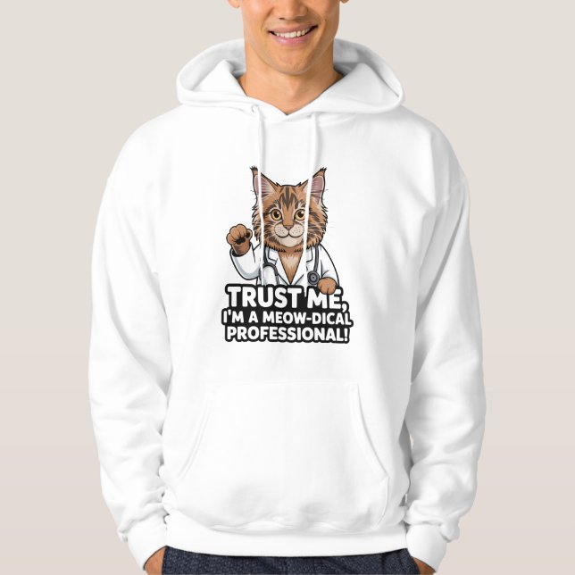 Funny Veterinary Cat Humor Illustration Hoodie (Framsida)