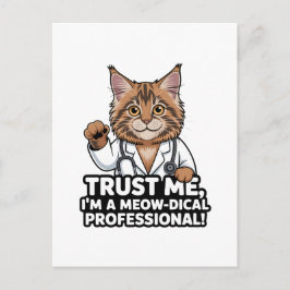 Funny Veterinary Cat Humor Illustration Vykort