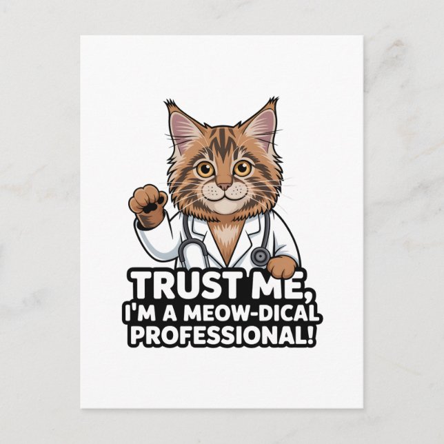 Funny Veterinary Cat Humor Illustration Vykort (Framsida)