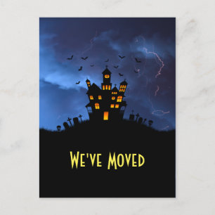 Funny Vi har flyttat Spooky Black Haunted House Vykort