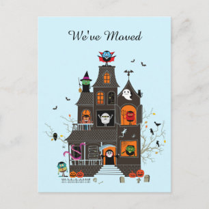 Funny Vi har flyttat Spooky Haunted House Adress Vykort
