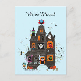 Funny Vi har flyttat Spooky Haunted House Adress Vykort