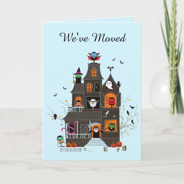 Funny Vi har flyttat Spooky Haunted House People Meddelande (Framsida)