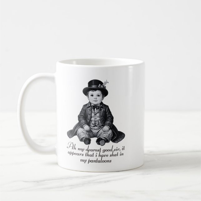 Funny Victorian Baby Boy Print | Humorous Nursery  Kaffemugg (Vänster)