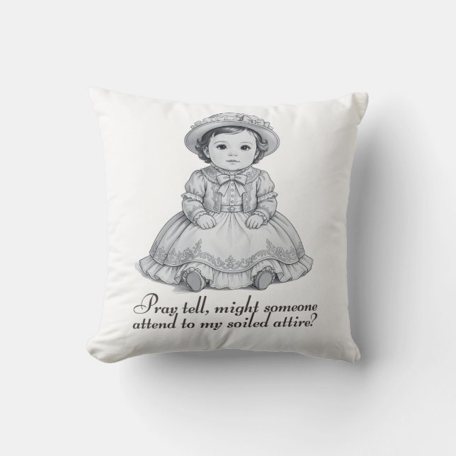 Funny Victorian Baby Boy Print | Humorous Nursery  Kudde (Framsida)