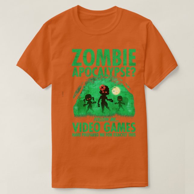 Funny Video Gamer Halloween Zombie T Shirt (Design framsida)