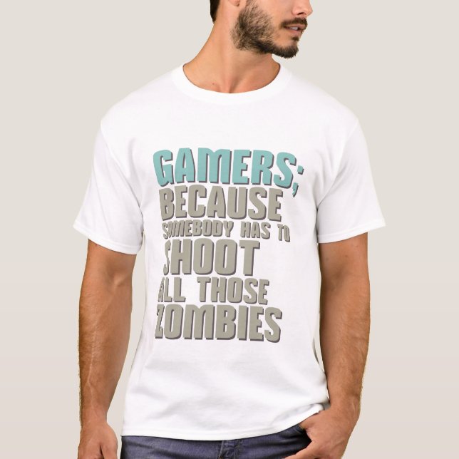 Funny Video Gamers Zombies T-Shirt (Framsida)