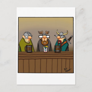 Funny Viking Drinking Tecknad Vykort