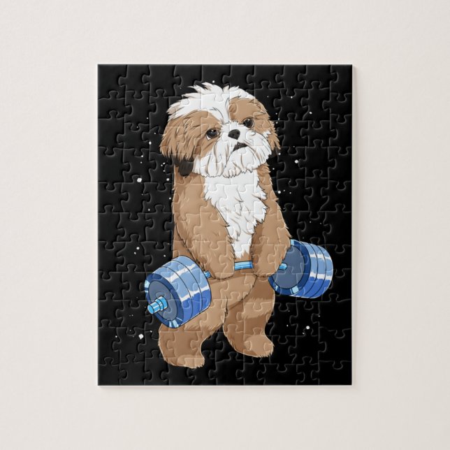 Funny vikt Lyfts Fitness Gym Shih Tzu Hund Pussel (Vertikal)