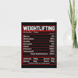 Funny viktande Nutrition Facts Bodybuilding Kort