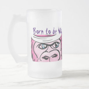 Funny Vild Rosa Gorilla Frostat Ölglas