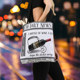 Funny Vin Älskare News Tote Bag Tygkasse