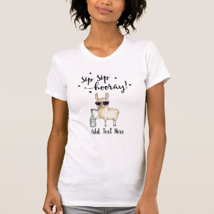 Funny Vin Älskare SipSip Hooray Llama Anpassningsb T Shirt