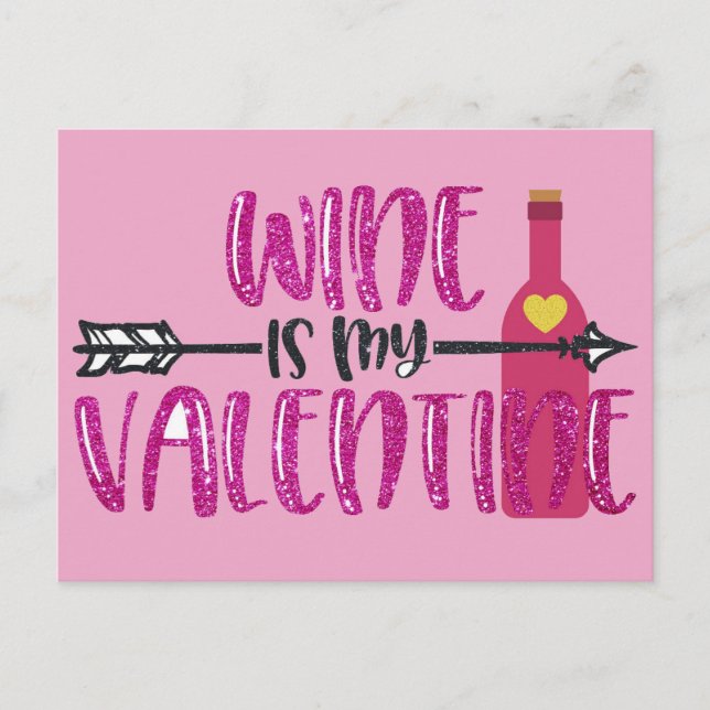 Funny Vin är min Valentine Vykort (Framsida)
