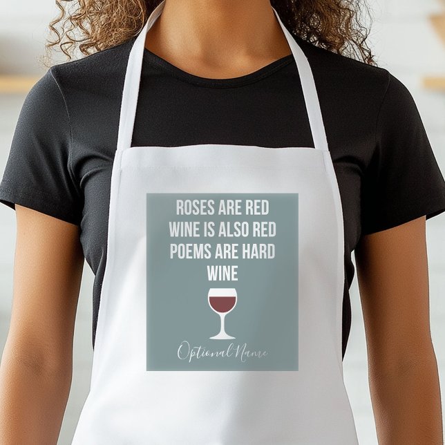 Funny Vin Dikt - Vin är Red Poetry är hård Förkläde (Personalized Kitchen Apron)
