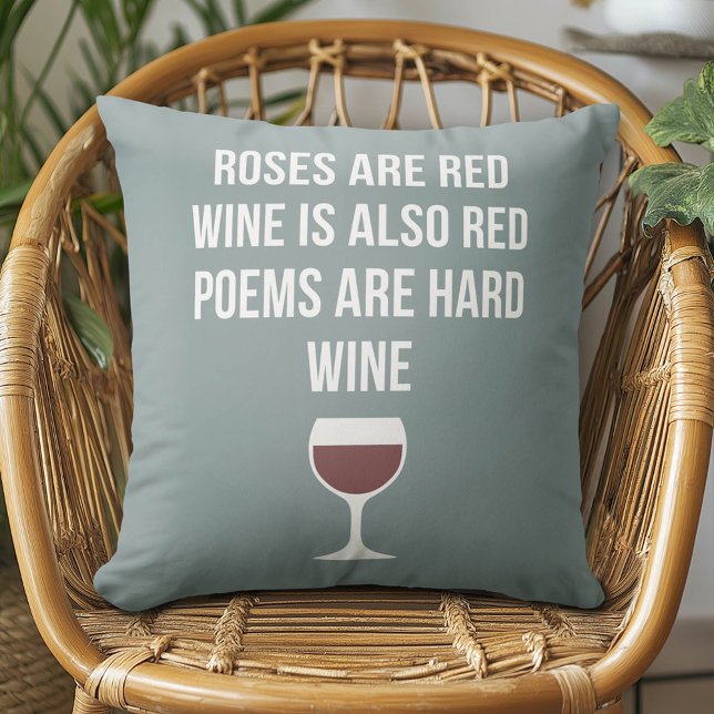 Funny Vin Dikt - Vin är Red Poetry är hård Kudde (Whimsical Wine Pillow)