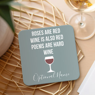 Funny Vin Dikt - Vin är Red Poetry är hård Underlägg Papper Kvadrat