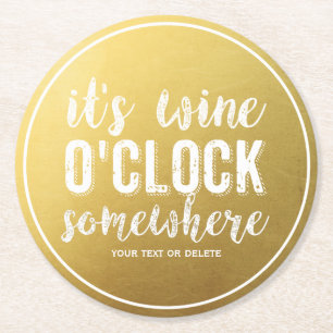 Funny Vin Drinkers Vintage Typography Guld Underlägg Papper Rund