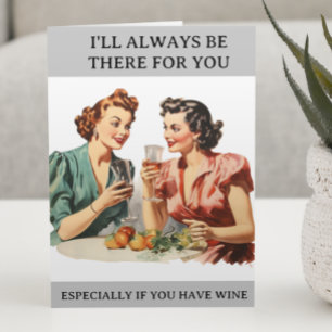 Funny Vin Friends Humor Retro Housefru Kort