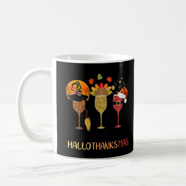 Funny Vin Hallothanksmas Halloween Thanksgiving C Kaffemugg (Vänster)