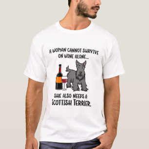 Funny Vin och Scottish Terrier T-Shirt